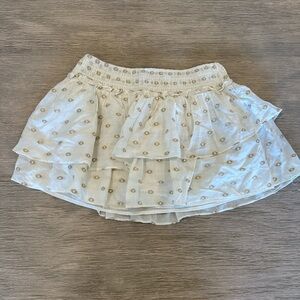 Zara White and Gold Ruffle Skirt